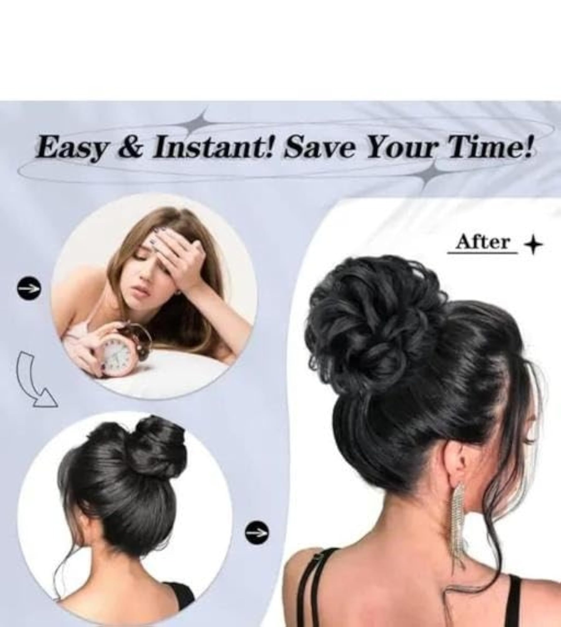 Synthetic Hair Bun Extension Juda Donut Scrunchie for Women, Black